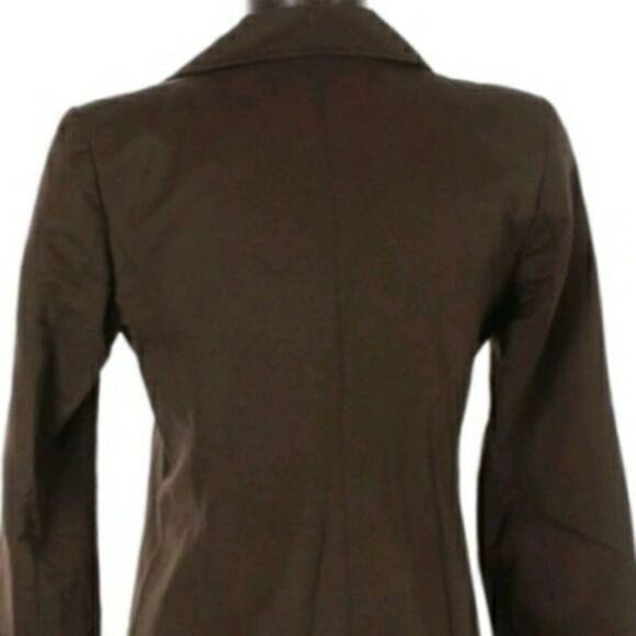 Tahari Equestrian Large Button Down Rib Textured Trench Coat Pockets Brown Sz XS - Picture 8 of 11